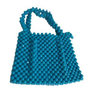Vintage JEM Blue Beaded Handbag 70s Boho Beaded Purse Handmade Kitsch Retro